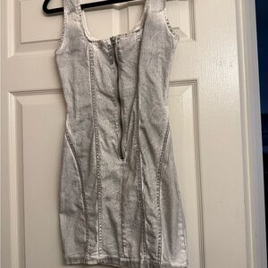 Forever 21 Silver Wash Zip-Front Mini Dress